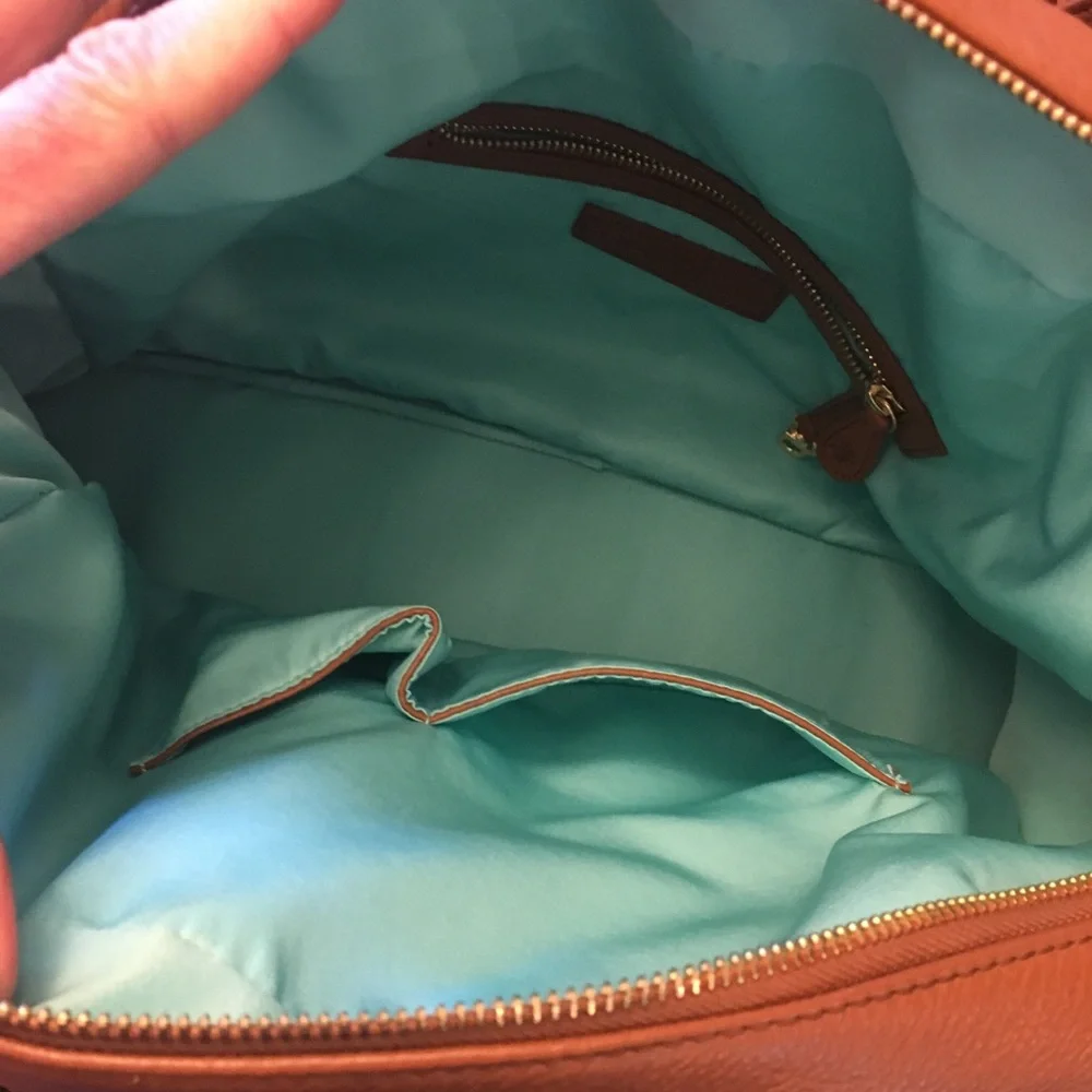 Tan Leather Diaper Bag by Lily Jade